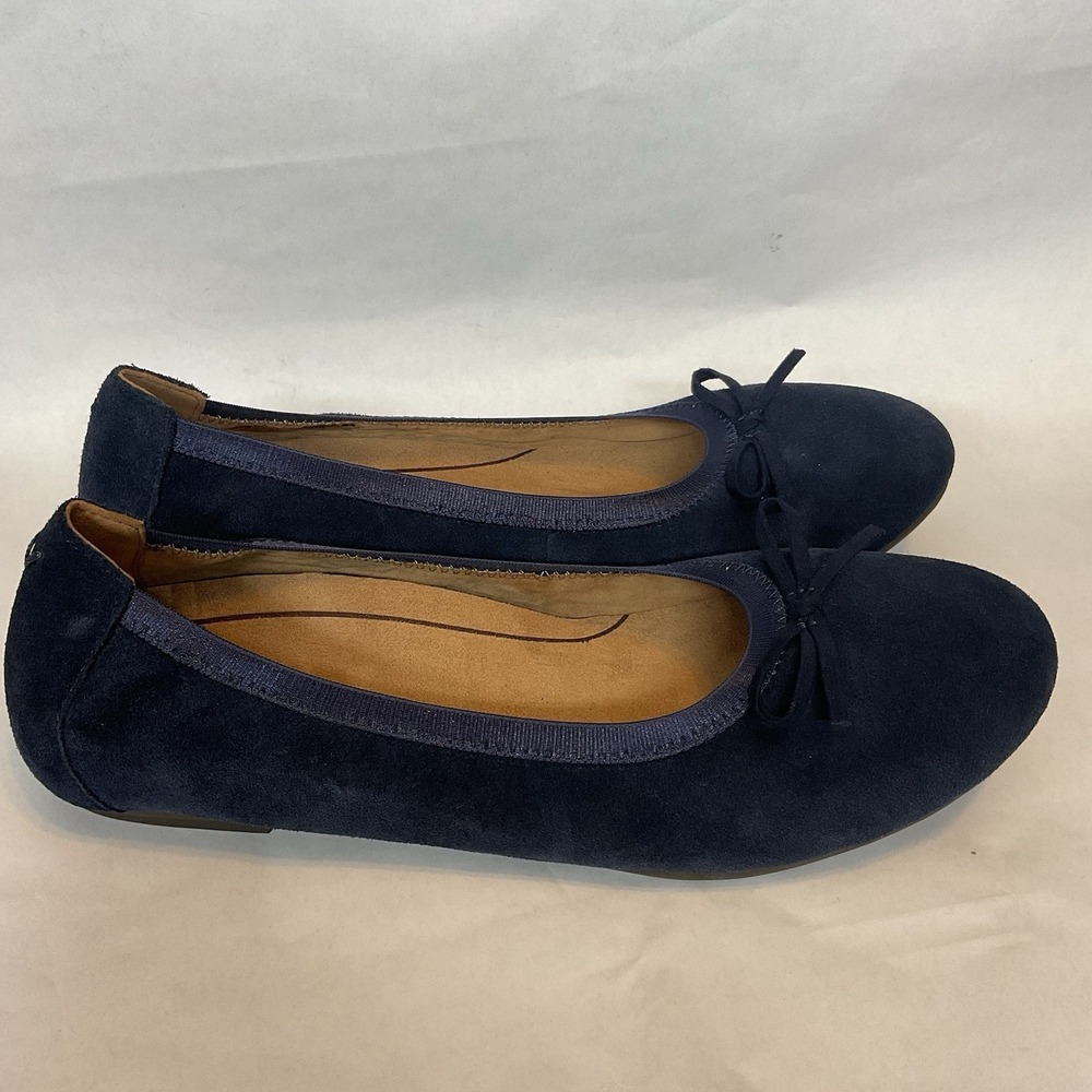 VIONIC Liliana Ballet Flats Women's 9,5 Navy Blue Suede Slip On Comfort Shoe